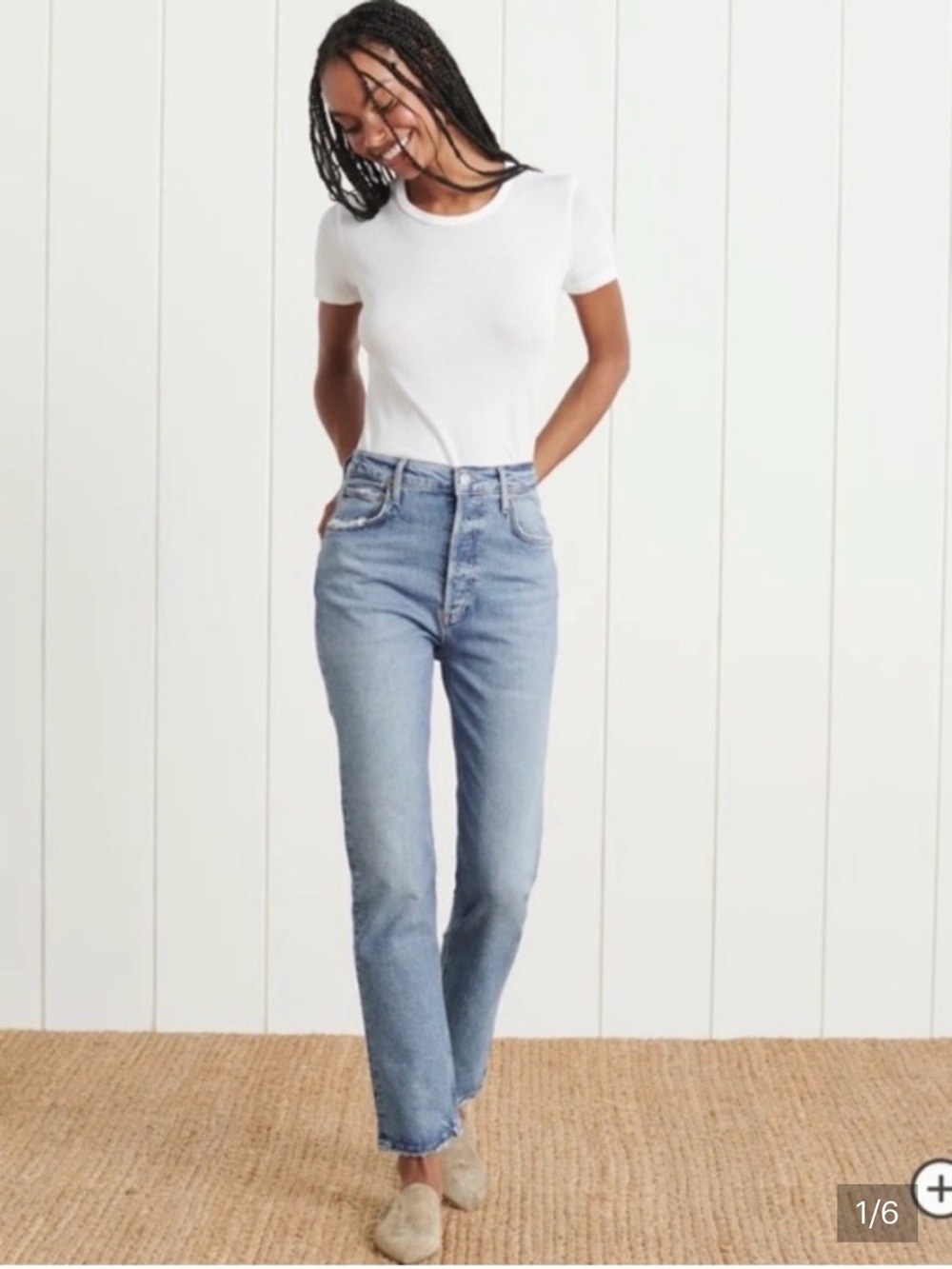 Agolde Riley Long - High-Rise Straight Leg Women’s Jeans - Light Blue